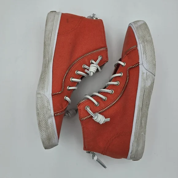 Sperry x Rebecca Minkoff Washed Canvas High Top Sneakers, Orange, Women's 7.5 - Picture 16 of 16